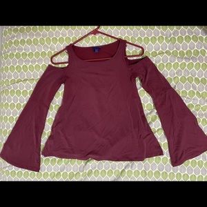 Aeropostale Bell-sleeve Cold-shoulder Maroon Top